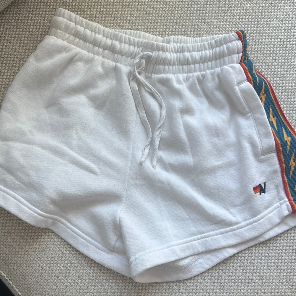 White aviator nation Women's Shorts with Multicolor Trim on both sides